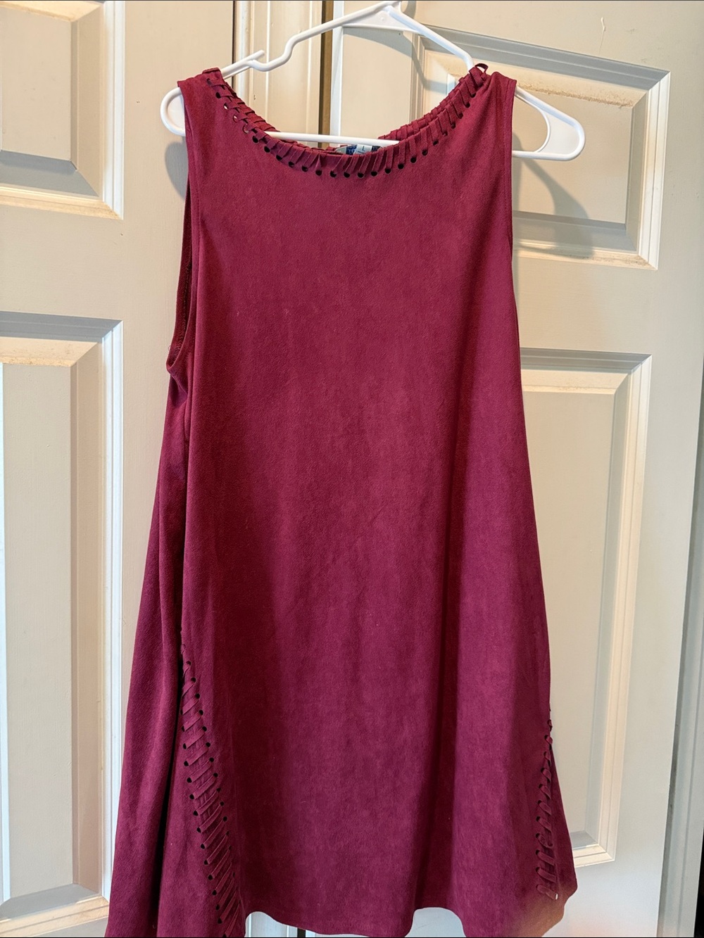 She + Sky Burgundy Suede-Look Sleeveless Tunic